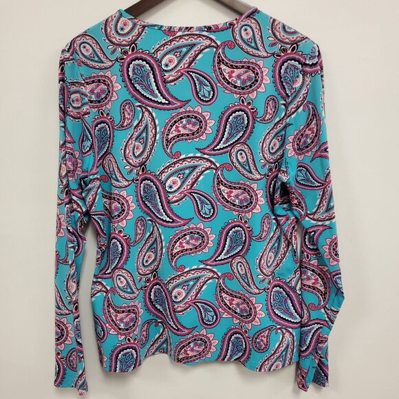 Lands End Womens Artsy Paisley Rash Guard Top Size XL Blue Summer Beach Swim - Picture 3 of 9
